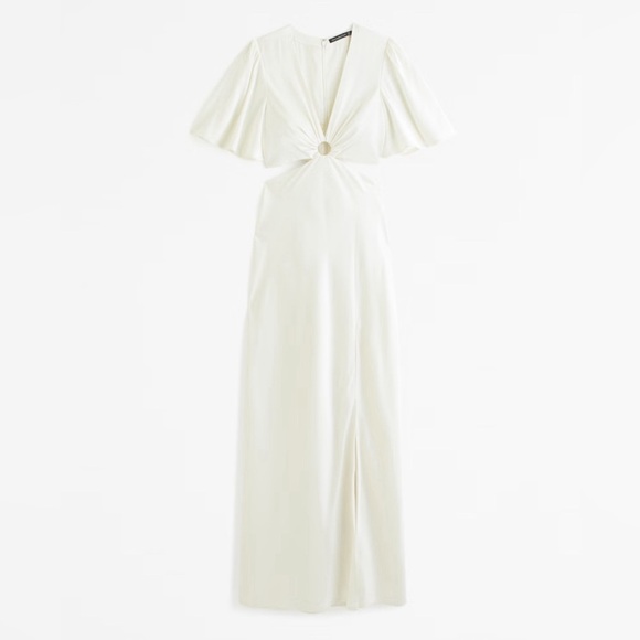 Abercrombie & Fitch Angel Sleeve O-Ring Cutout Maxi Dress XS Fairy Wedding - Picture 4 of 16